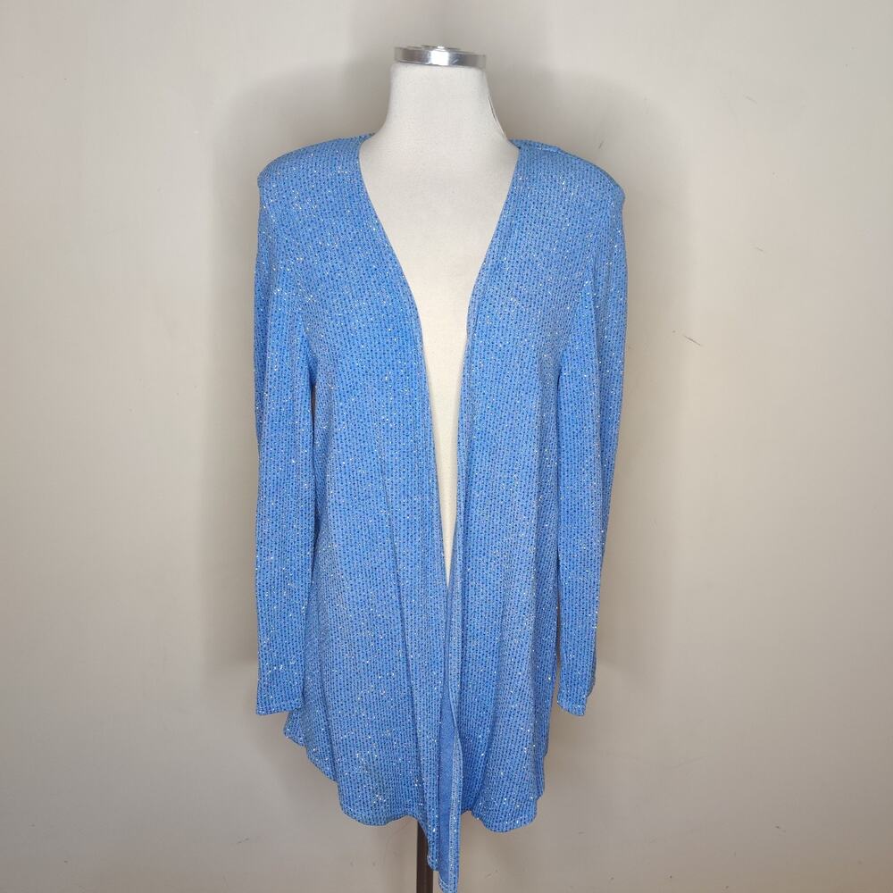 Onyx Nite Shimmery Evening Jacket Open Front Waterfall Party